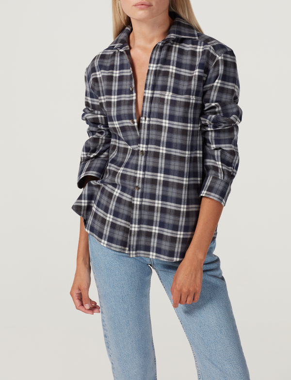 The Classic: Fine Brushed, Heritage Navy Plaid