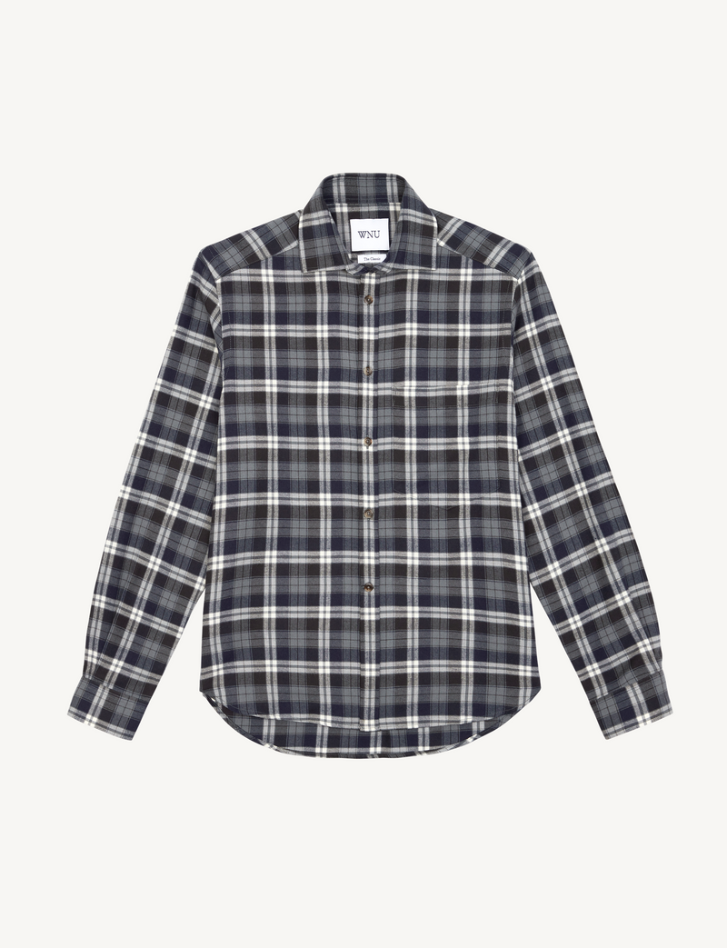 The Classic: Fine Brushed, Heritage Navy Check