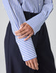 The Boyfriend Exaggerated Cuff: Fine Poplin, Royal Blue Stripe