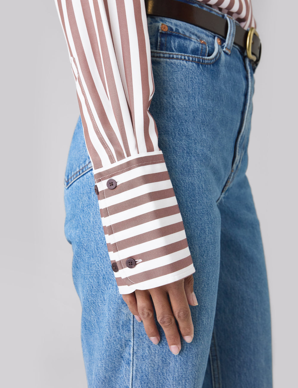 The Boyfriend Exaggerated Cuff: TENCEL™ Lyocell, Chocolate Stripe