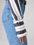 The Boyfriend Exaggerated Cuff: TENCEL™ Lyocell, Navy & Burgundy Wide Stripe