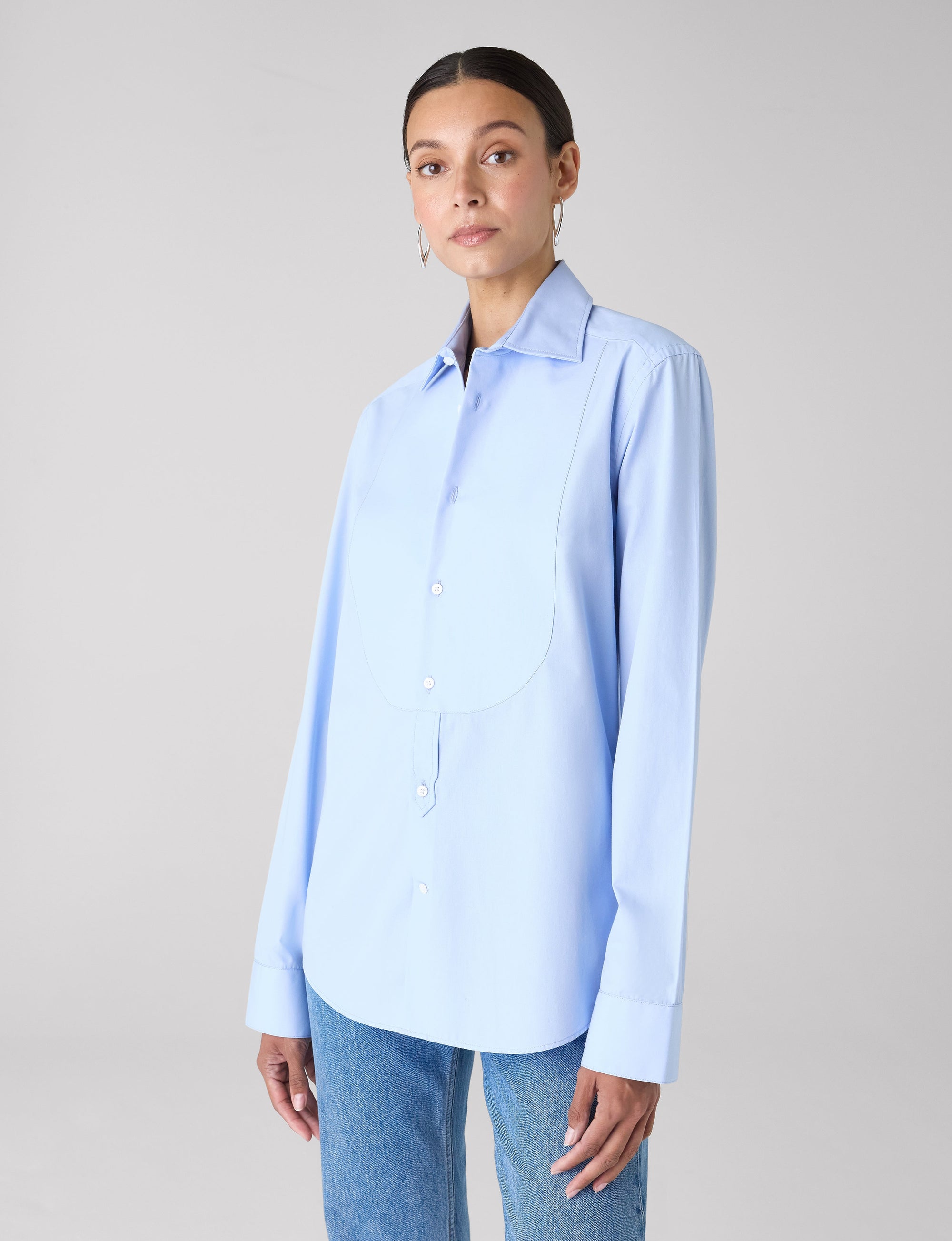 The Dress Shirt Curved Bib: Fine Poplin, Sky Blue