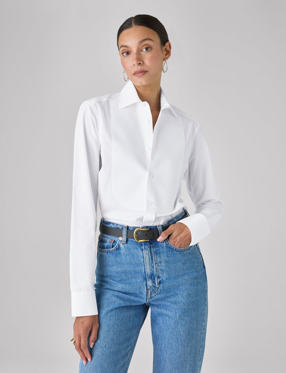 The Dress Shirt Curved Bib: Poplin, White