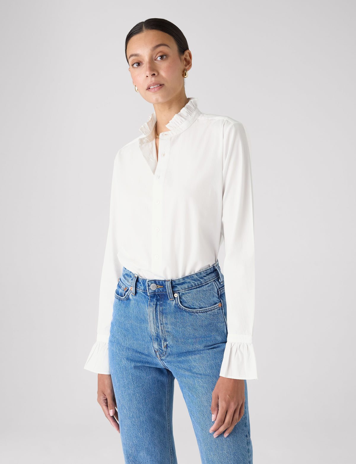 Kew Blouse: Fine Poplin, White