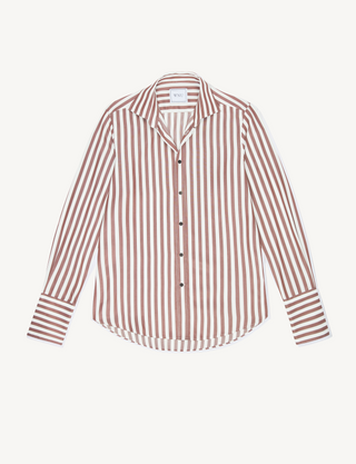 The Boyfriend Exaggerated Cuff: TENCEL™ Lyocell, Chocolate Stripe