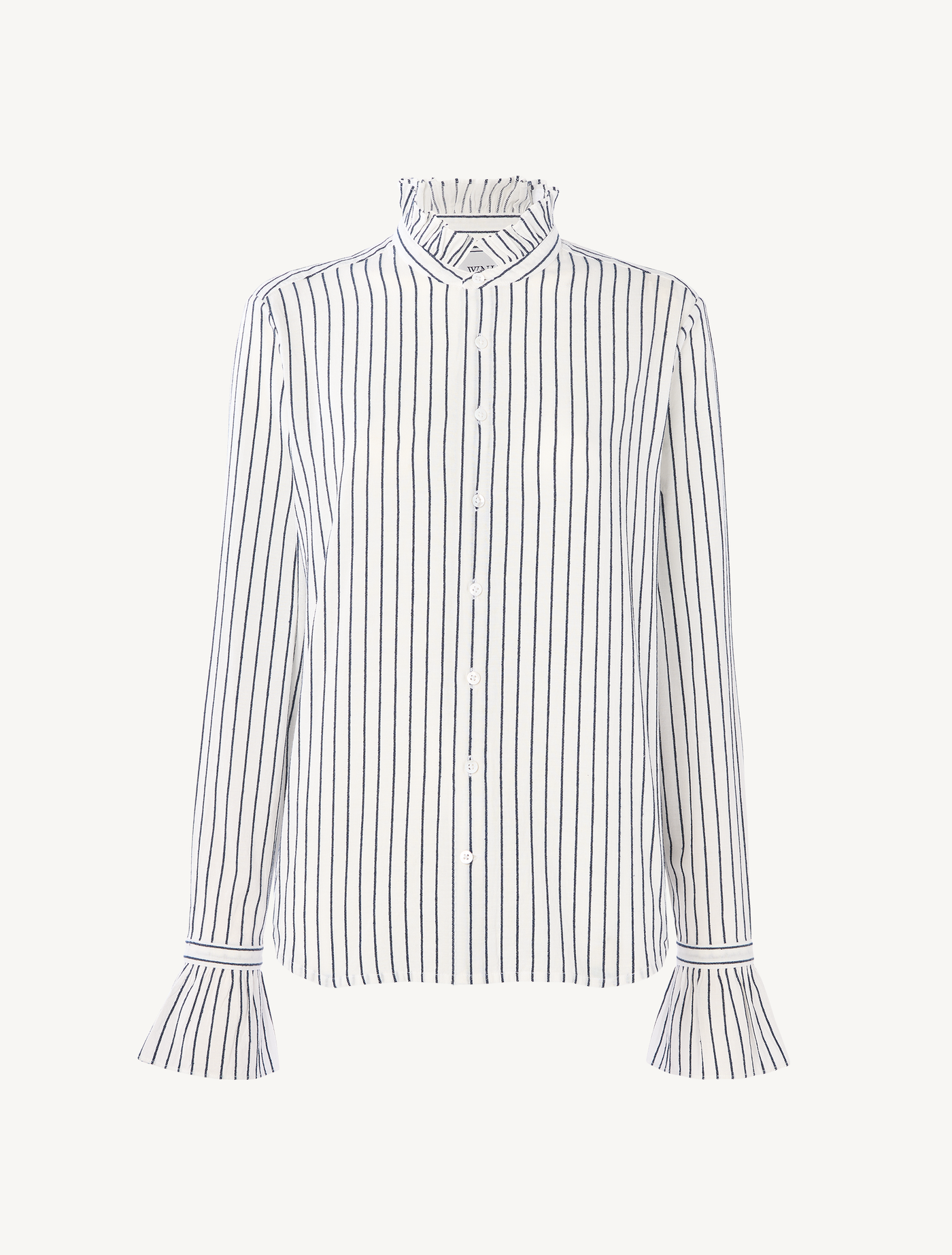 Kew Blouse: Cotton Voile, White with Navy Stripes