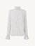Kew Blouse: Cotton Voile, White with Navy Stripes