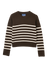 Devon Jumper: Wool, Chocolate with Cream Stripes