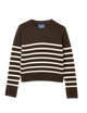 Devon Jumper: Wool, Chocolate with Cream Stripes