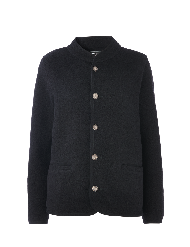 St James Jacket: Boiled Wool, Black – With Nothing Underneath