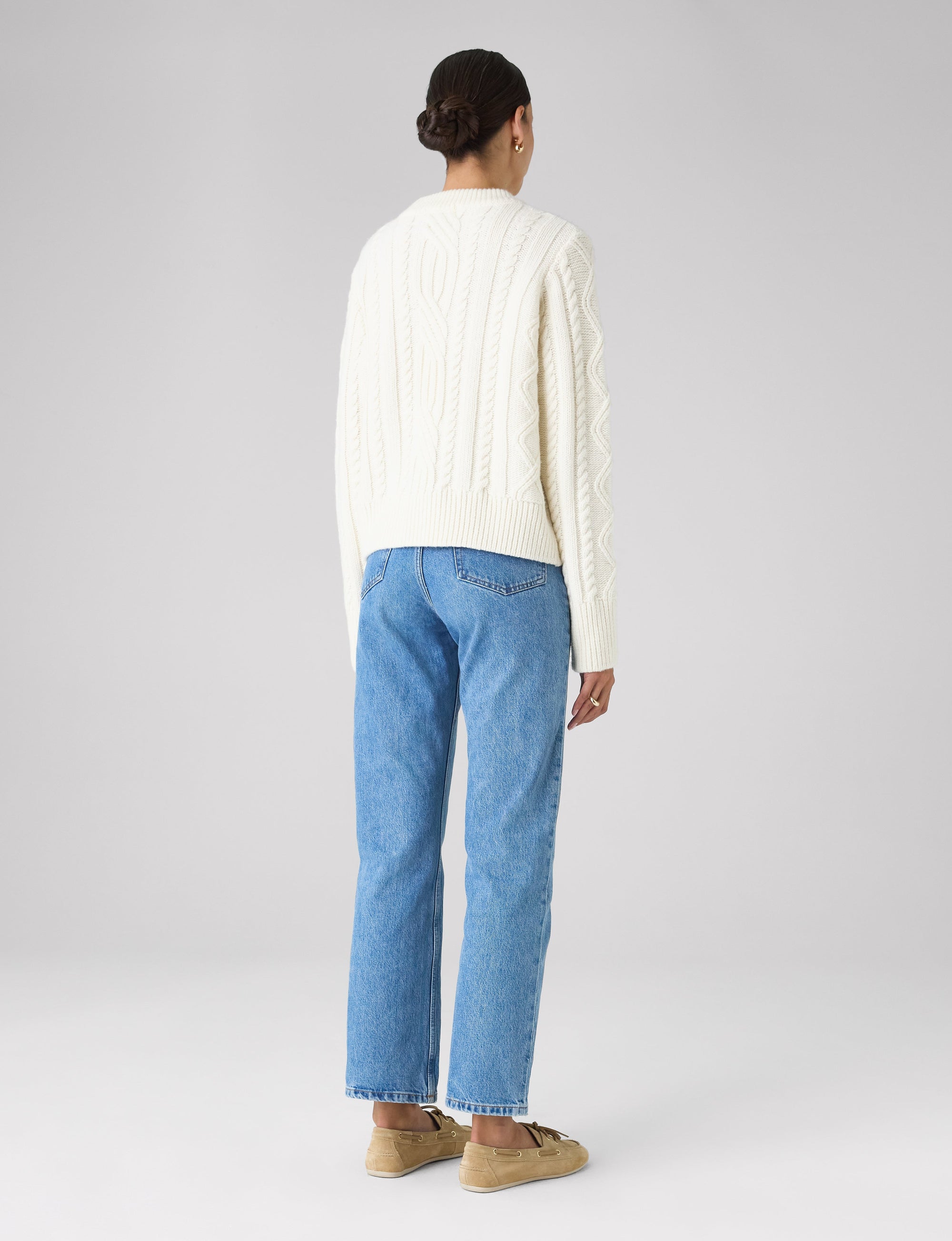Devon Cable Jumper: Wool, Cream