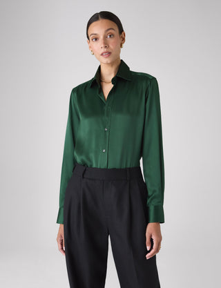 The Boyfriend: Silk Satin, Emerald Green