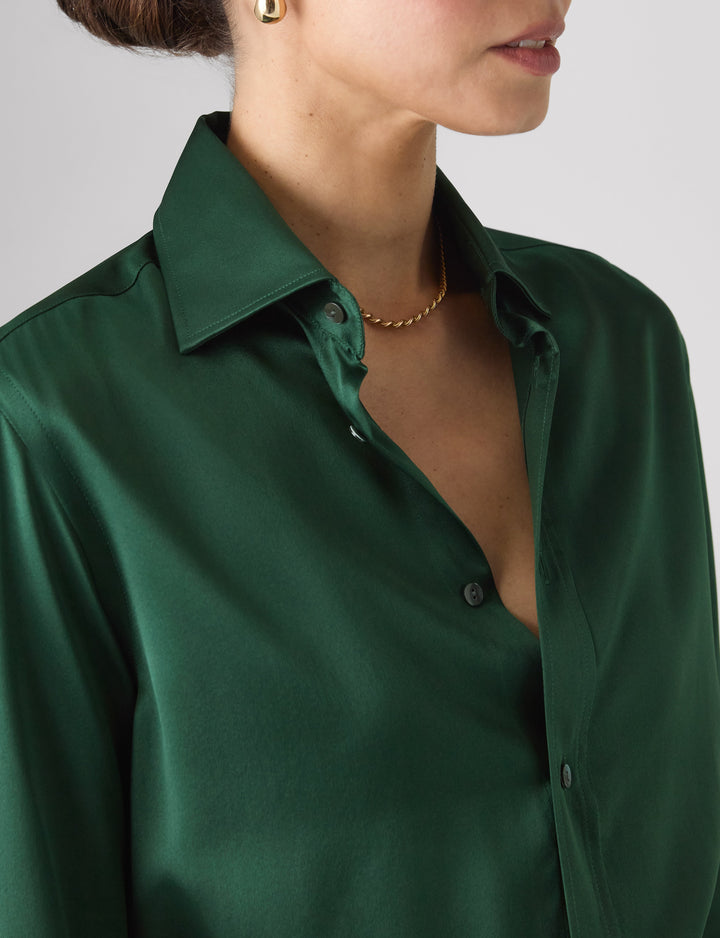 The Boyfriend: Silk Satin, Emerald Green