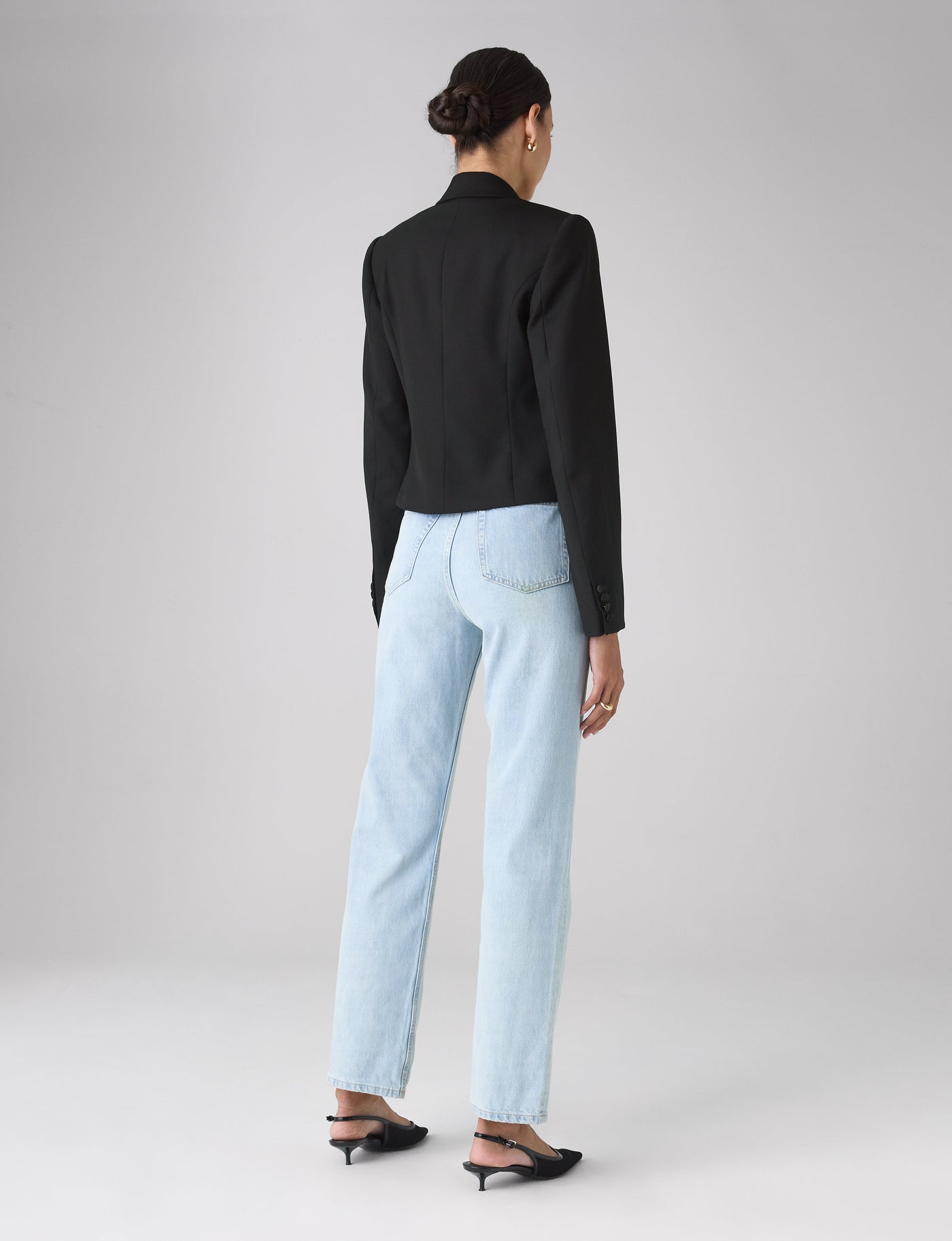 Belgravia Cropped Tuxedo: Wool, Black