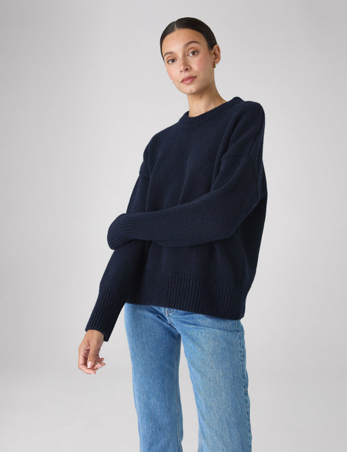 Cornwall Jumper: Wool, Navy