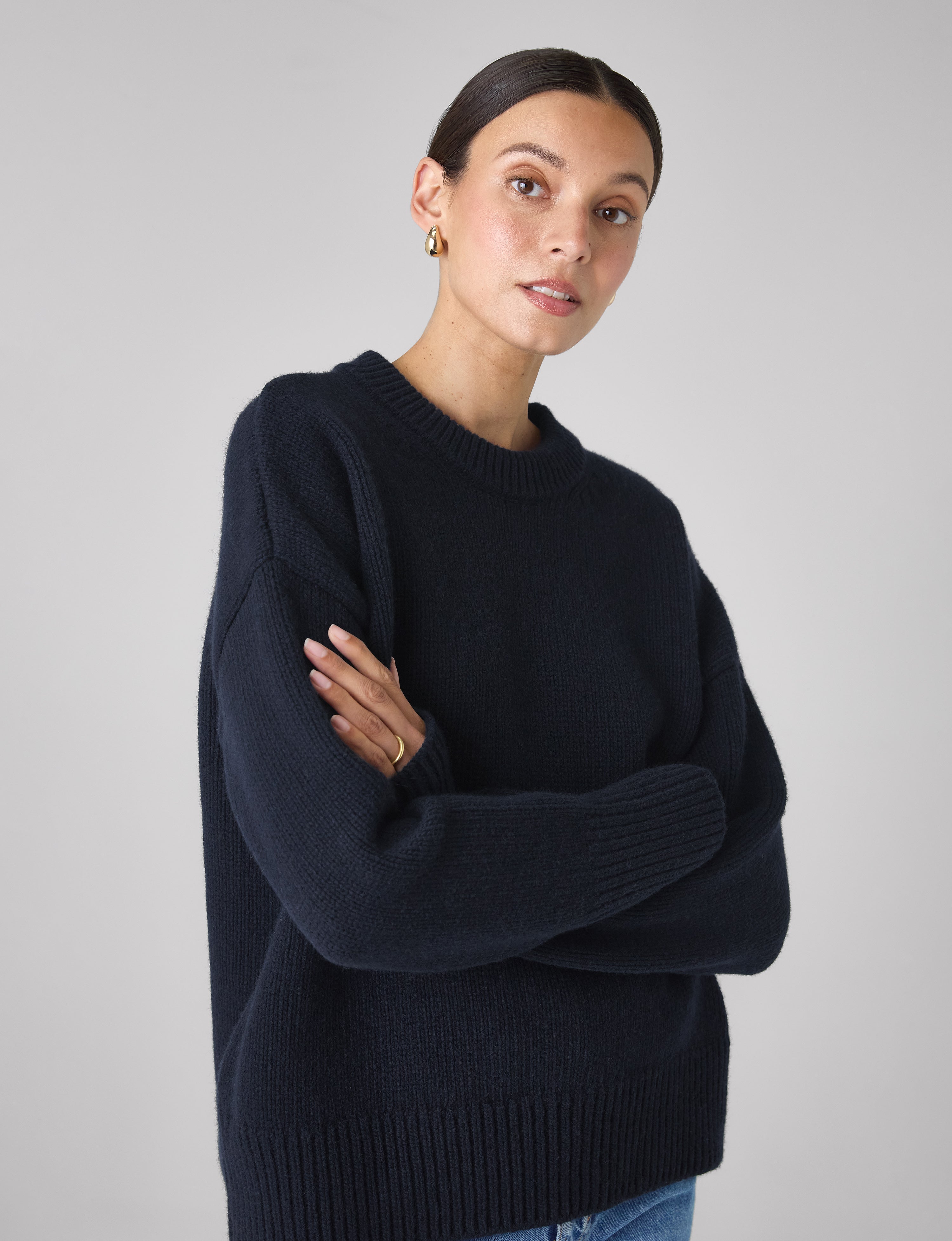 Cornwall Jumper: Wool, Navy Blue – With Nothing Underneath