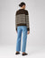 Devon Jumper: Wool, Chocolate with Cream Stripes
