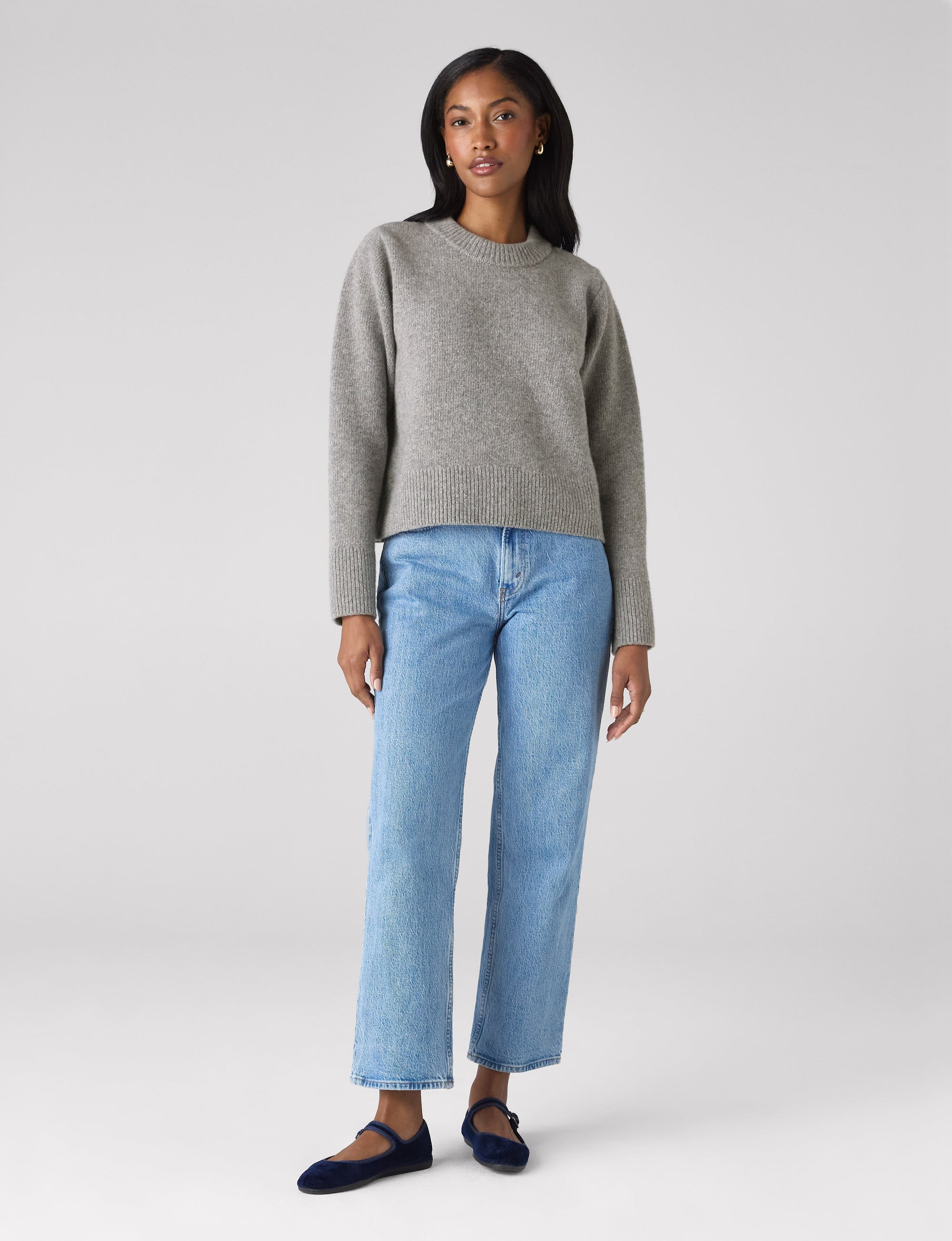 Devon Jumper: Wool, Mid Grey Melange