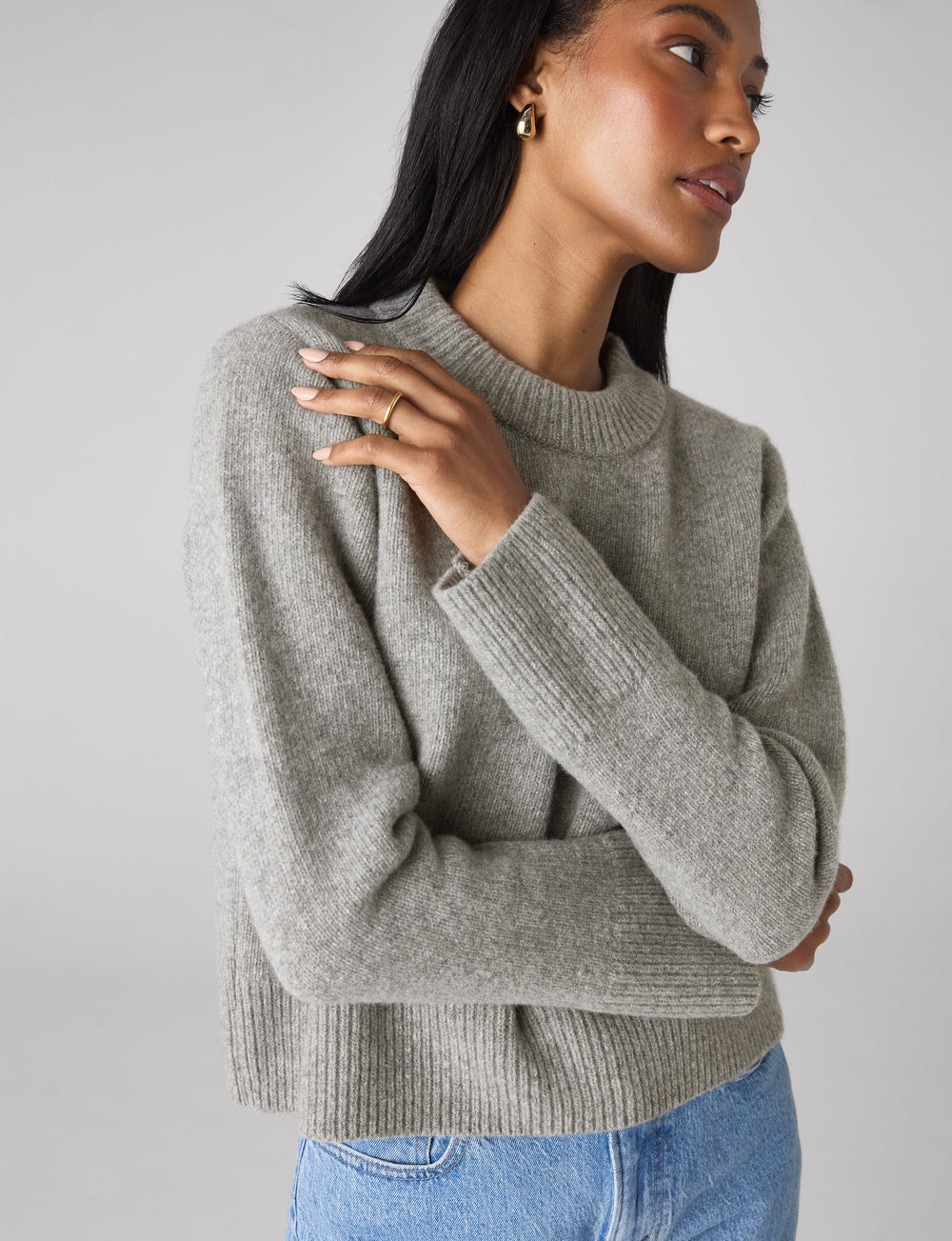 Devon Jumper: Wool, Mid Grey Melange