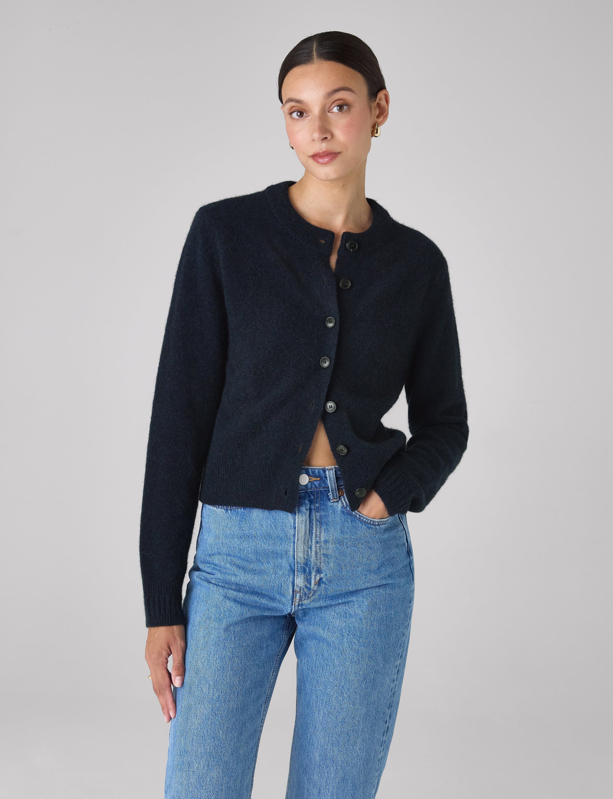 Jura Cardigan: Yak Wool, Navy Blue