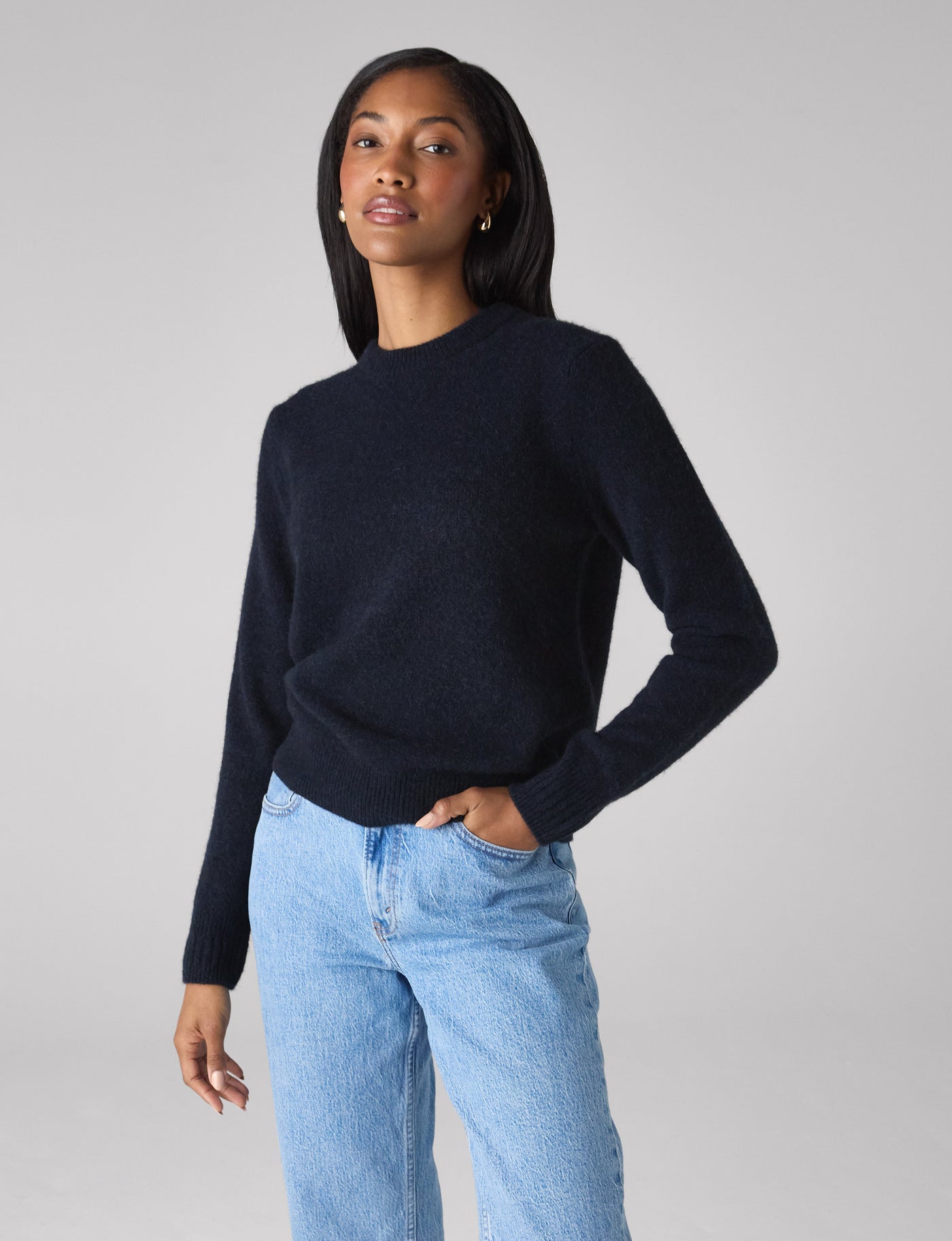 Mull Crew: Yak Wool, Navy Blue