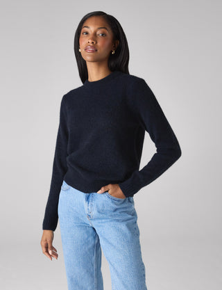 Mull Crew: Yak Wool, Navy Blue