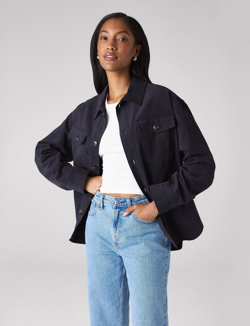 Stow Overshirt: Brushed Twill, Navy