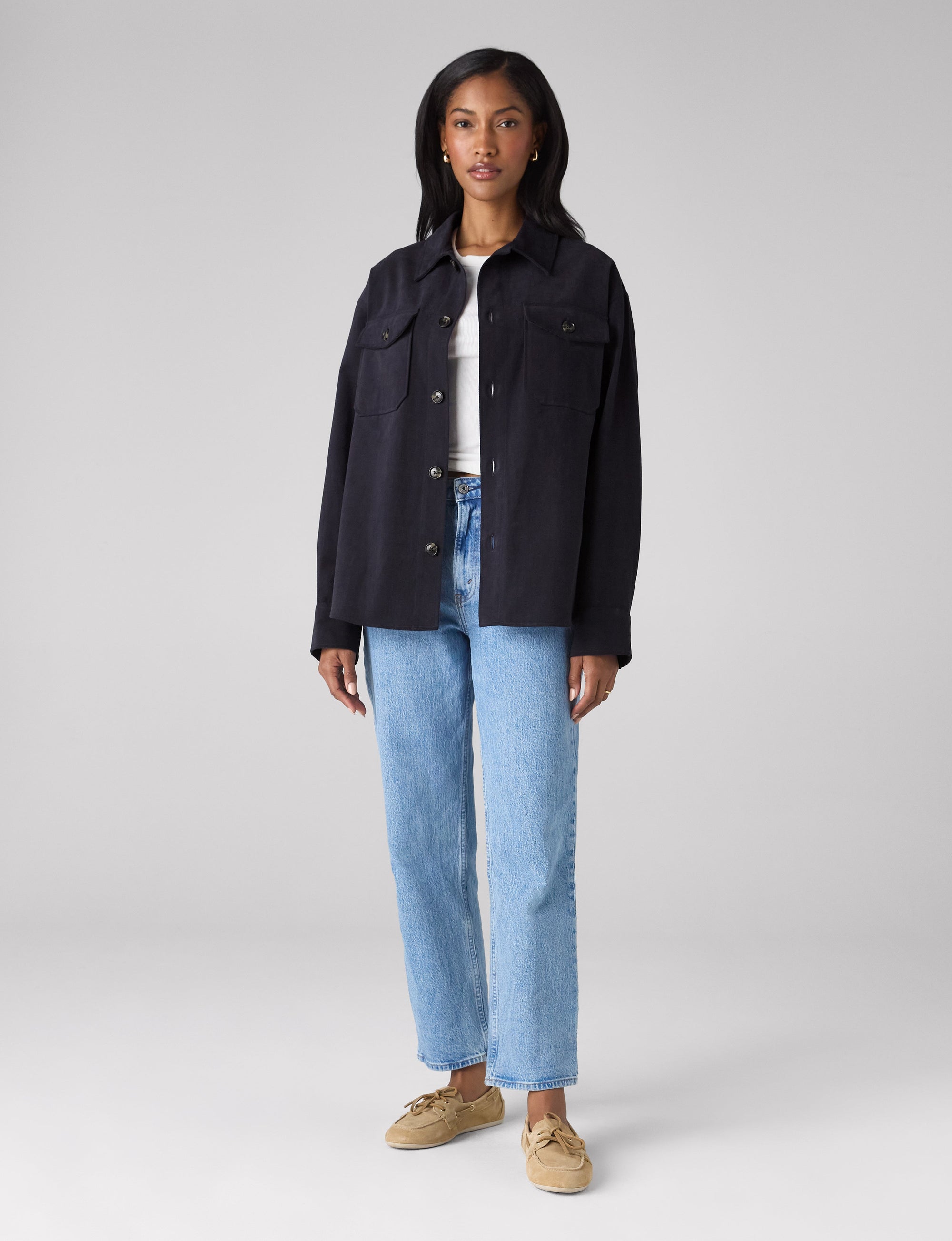 Stow Overshirt: Brushed Twill, Navy Blue