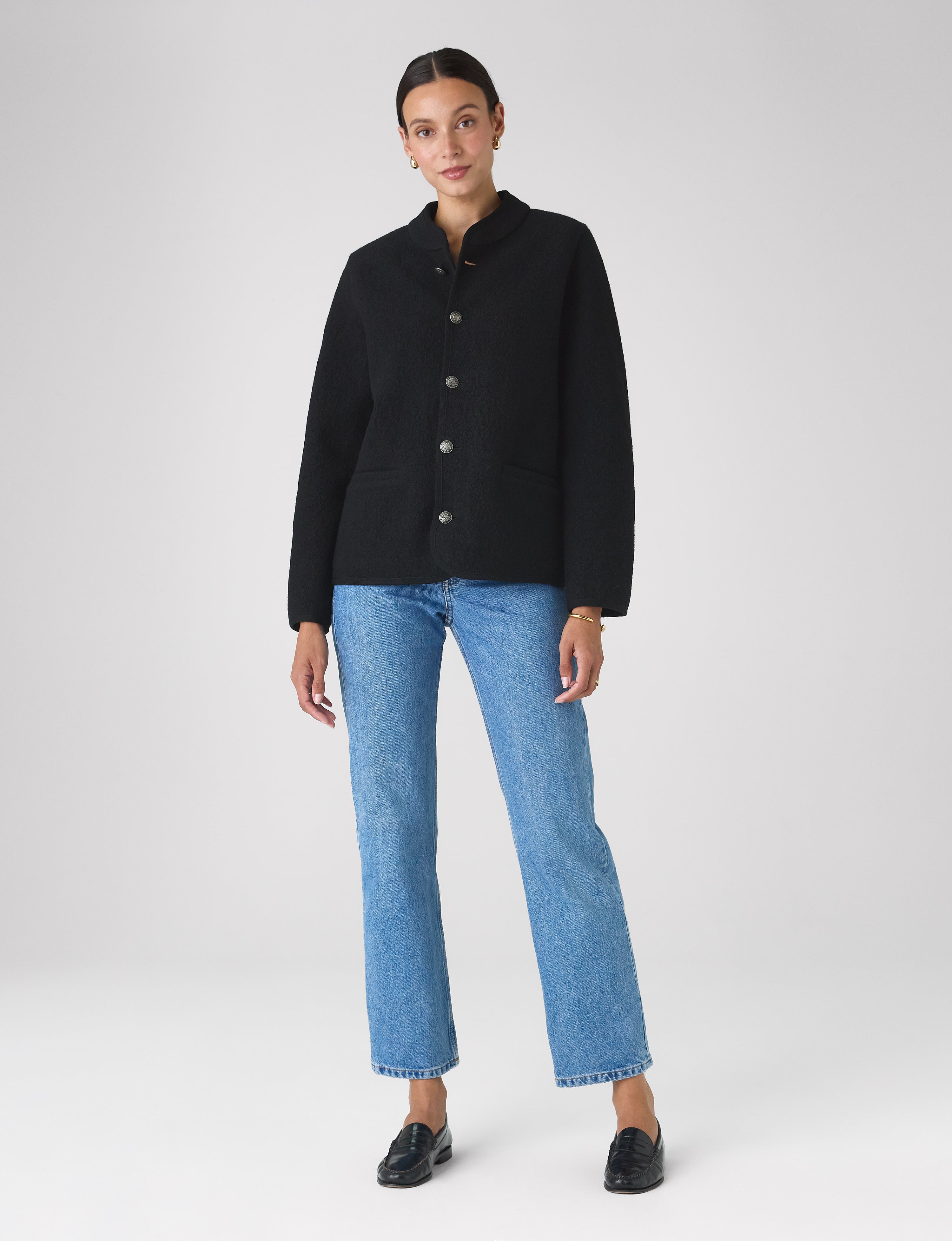 St James Jacket: Boiled Wool, Black – With Nothing Underneath