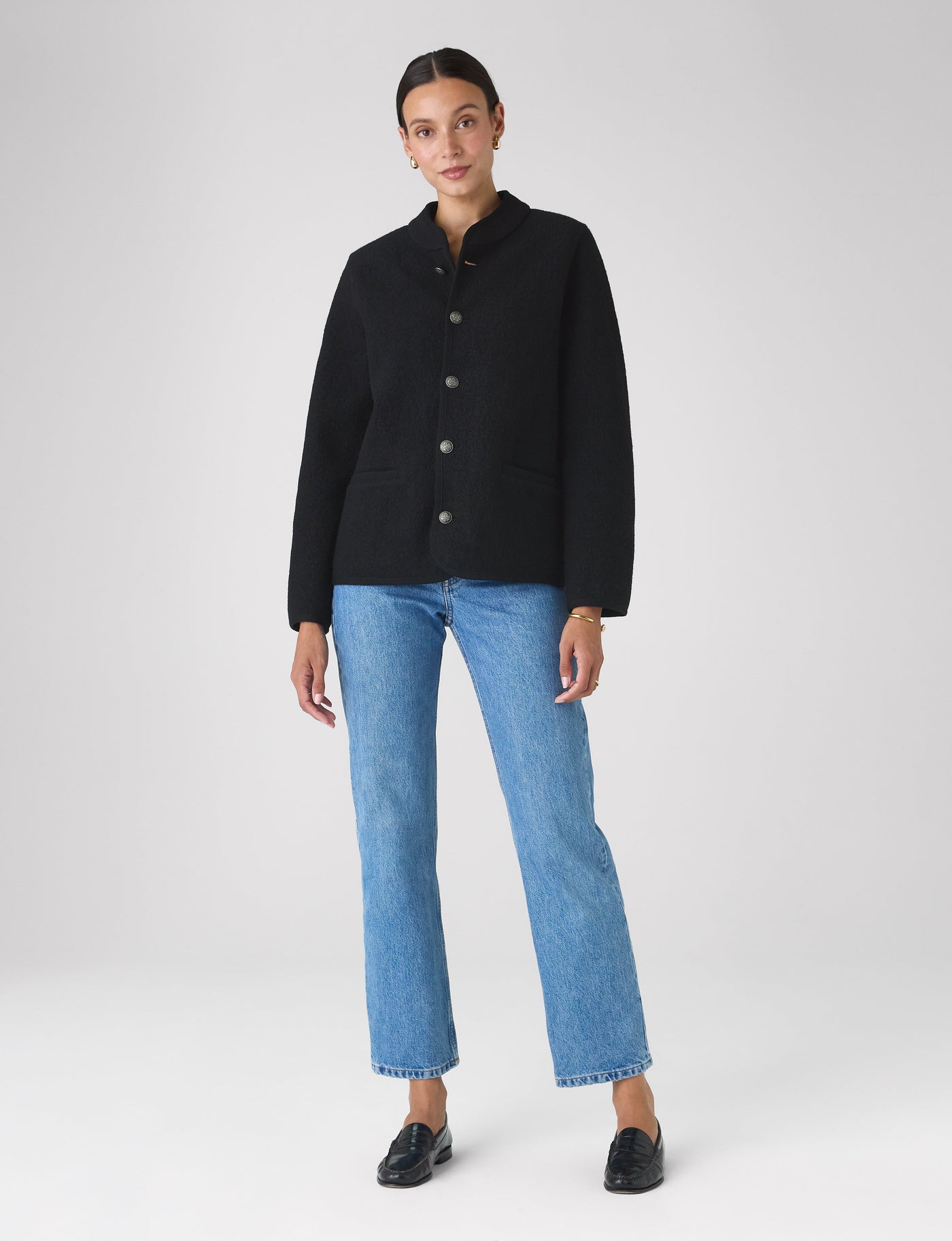 St James Jacket: Boiled Wool, Black