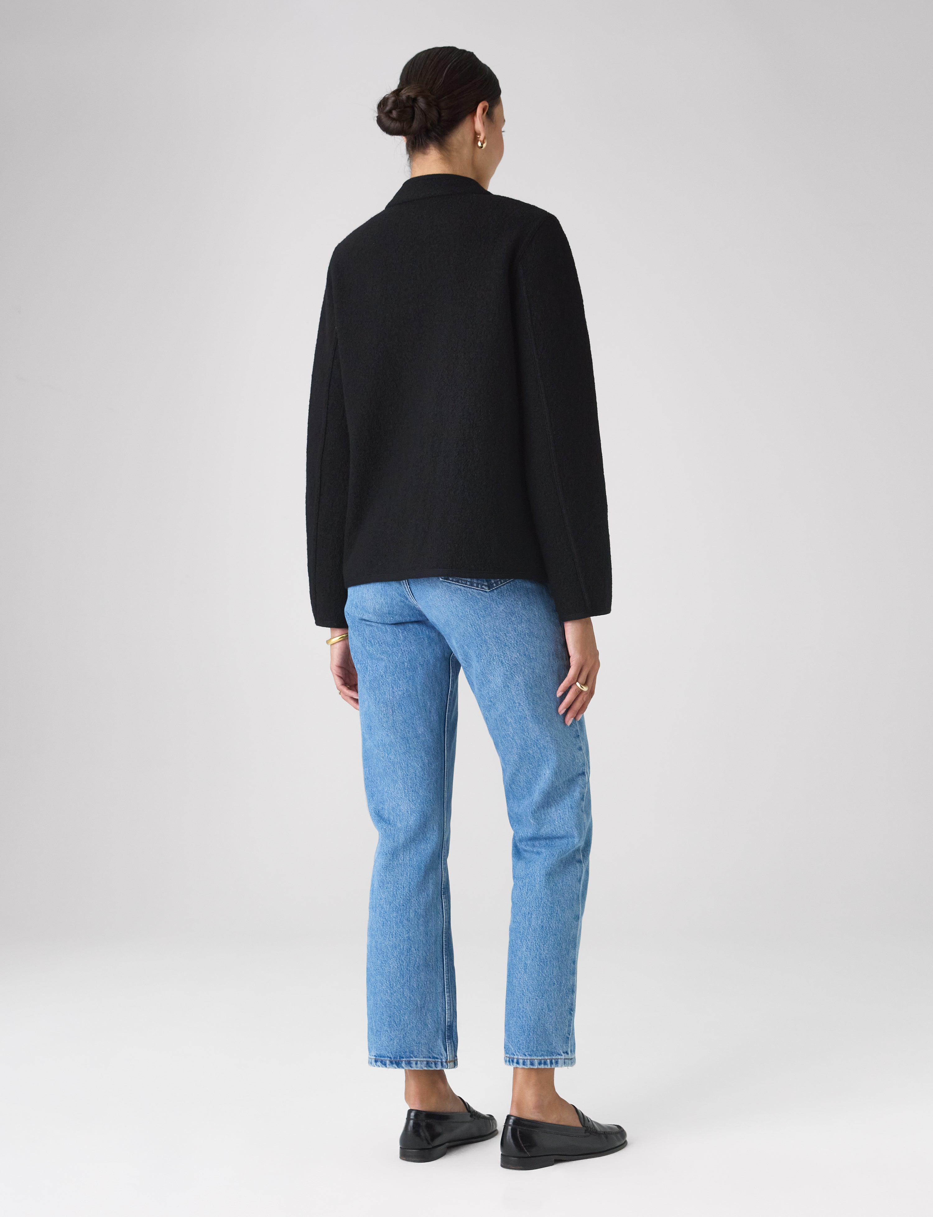 St James Jacket: Boiled Wool, Black – With Nothing Underneath