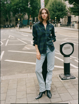 The Boyfriend: Fine Brushed, Heritage Green Check