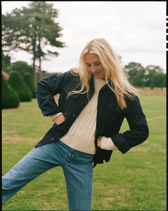 Stow Overshirt: Brushed Twill, Navy Blue