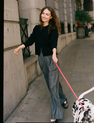 Rampling Trouser: Wool, Grey Herringbone