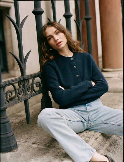 Jura Cardigan: Yak Wool, Navy