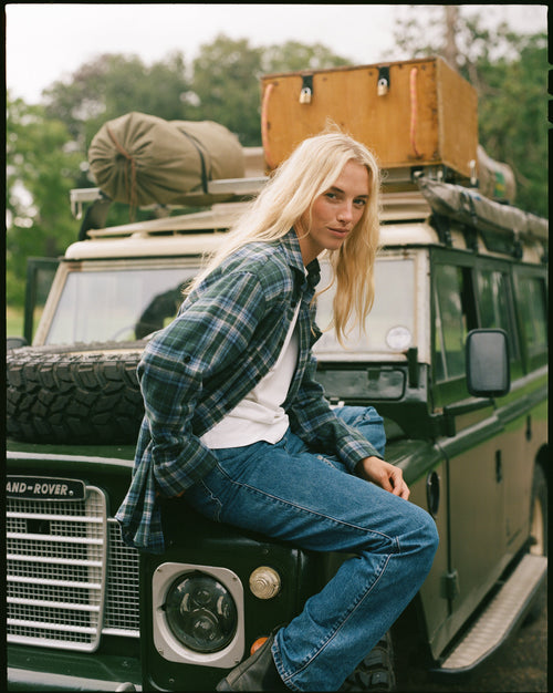 The Oversized: Thick Brushed, Blue and Green Check