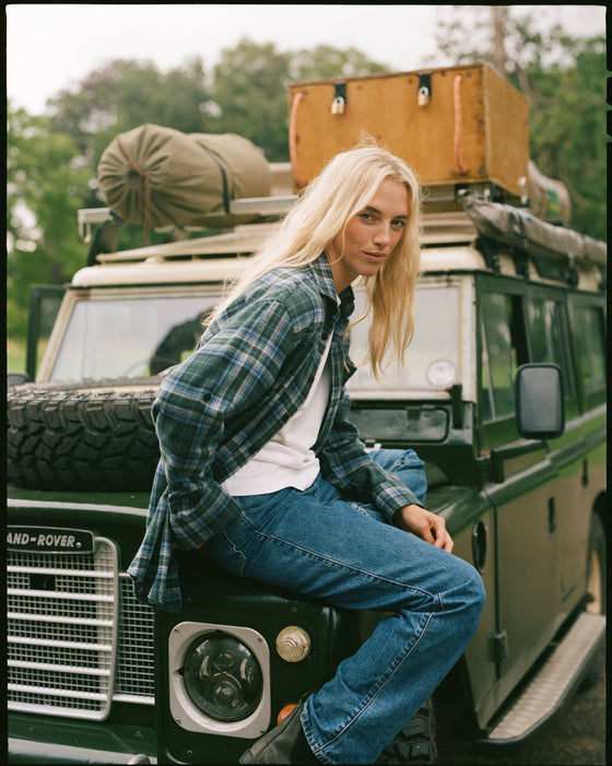 The Oversized: Thick Brushed, Blue and Green Check