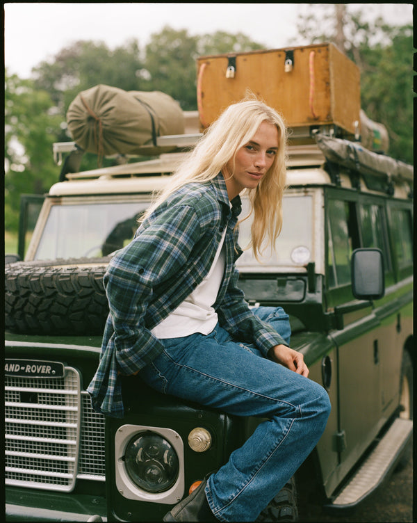 The Oversized: Thick Brushed, Blue and Green Check