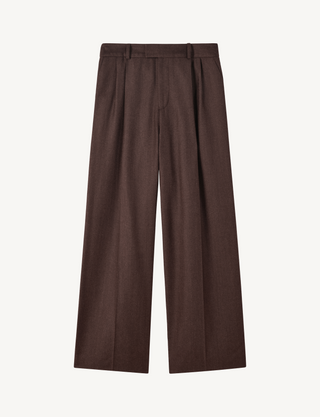 Rampling Trouser: Wool, Dark Brown Herringbone