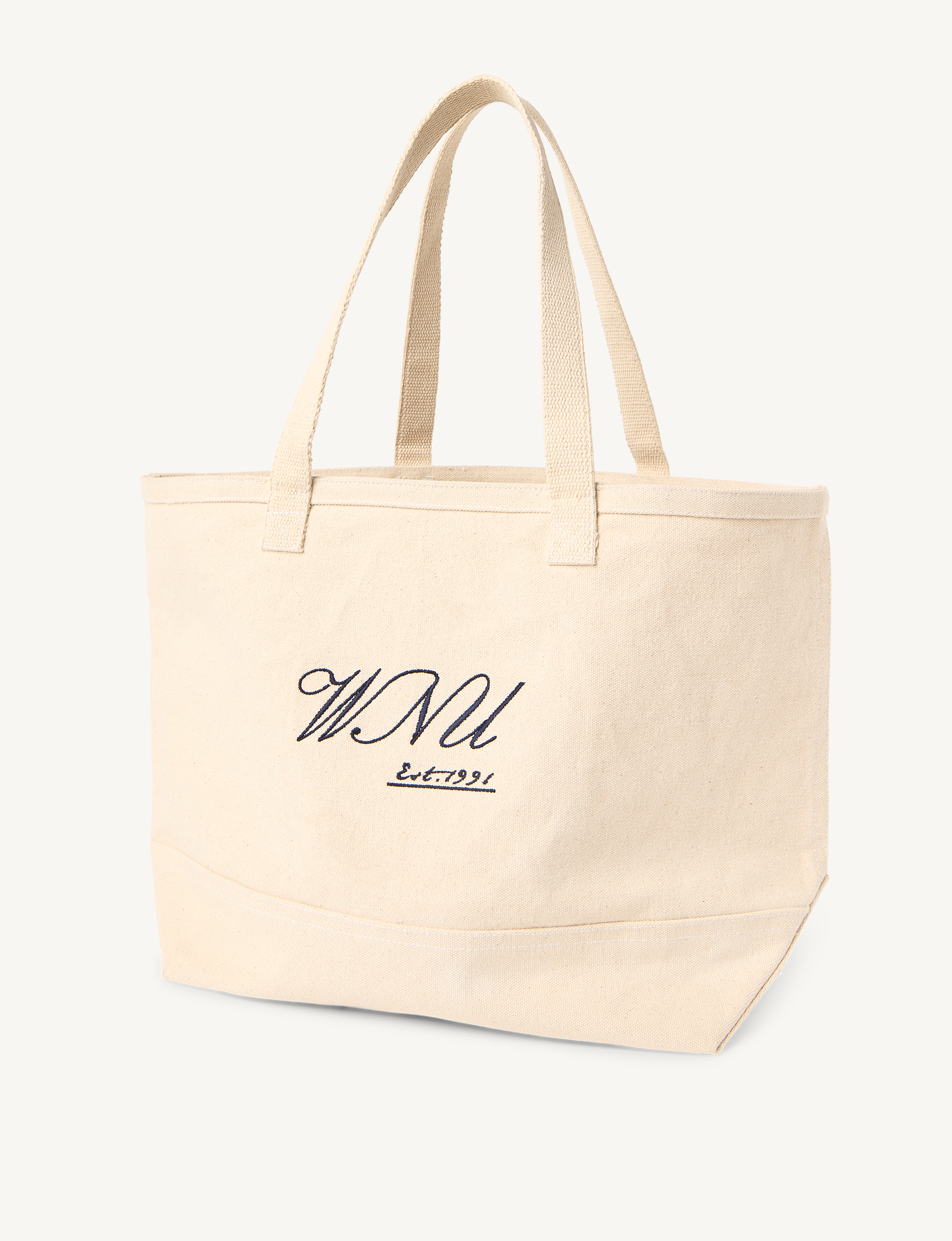 The Boat Bag: Cotton, Navy Embroidery