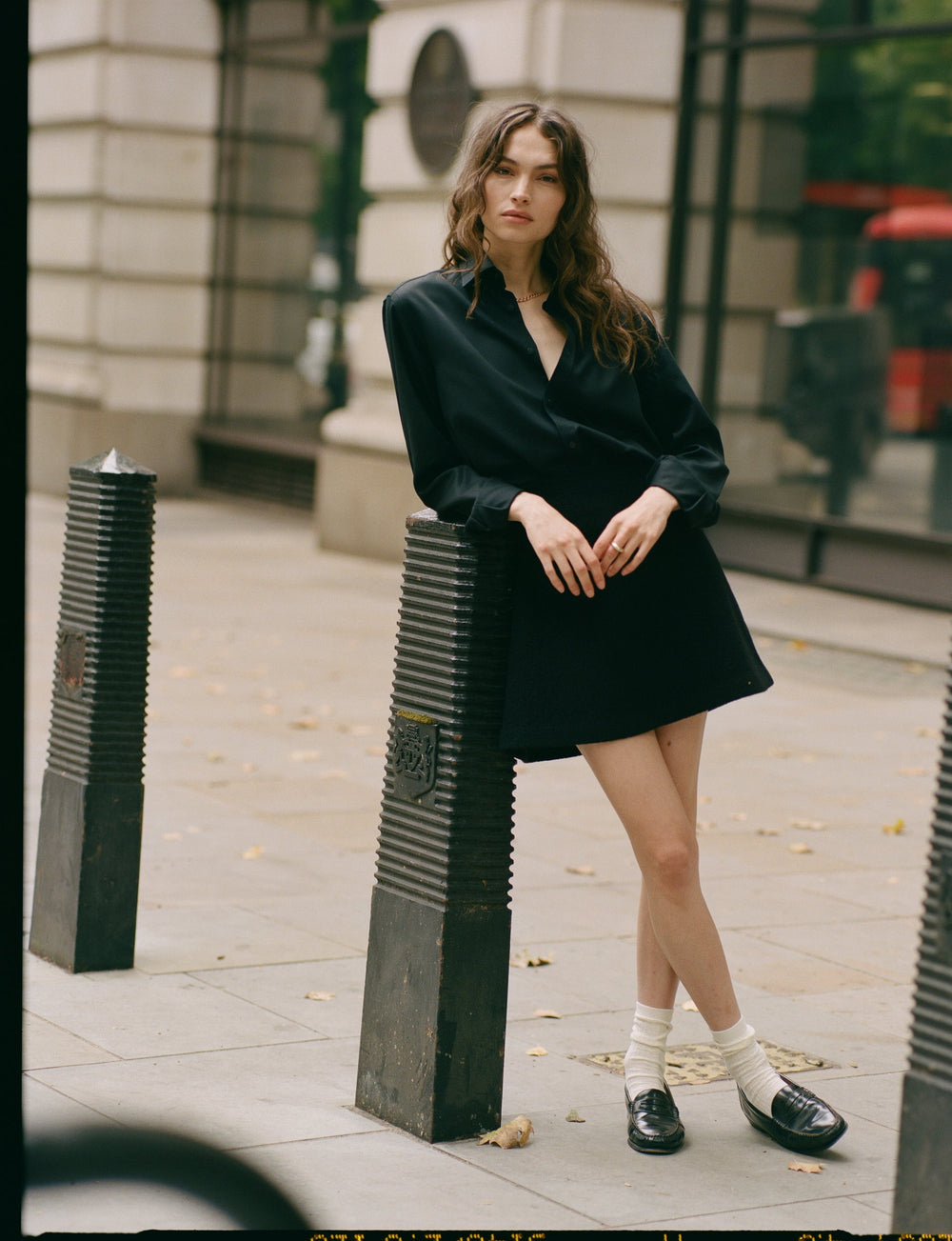 Romy Mini Skirt: Boiled Wool, Black