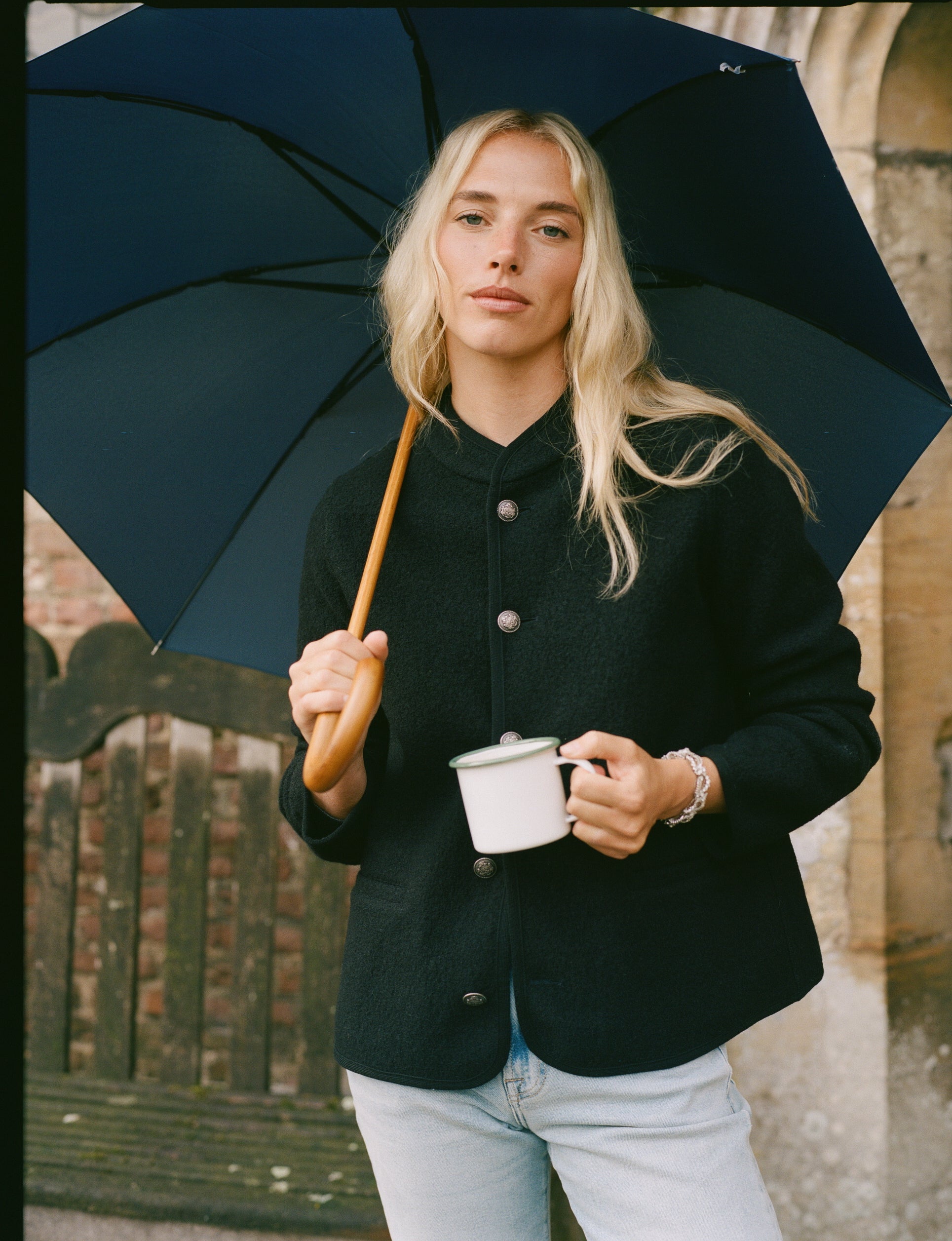 St James Jacket: Boiled Wool, Black – With Nothing Underneath