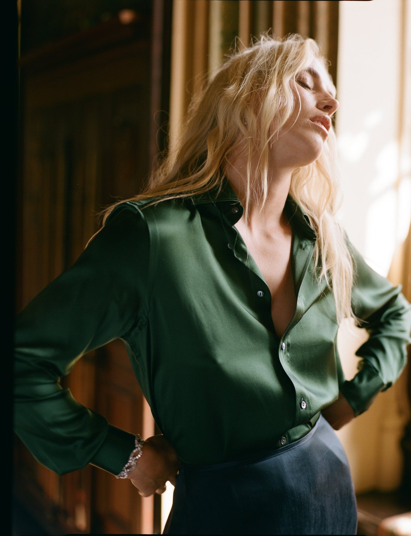 The Boyfriend: Silk Satin, Emerald Green – With Nothing Underneath