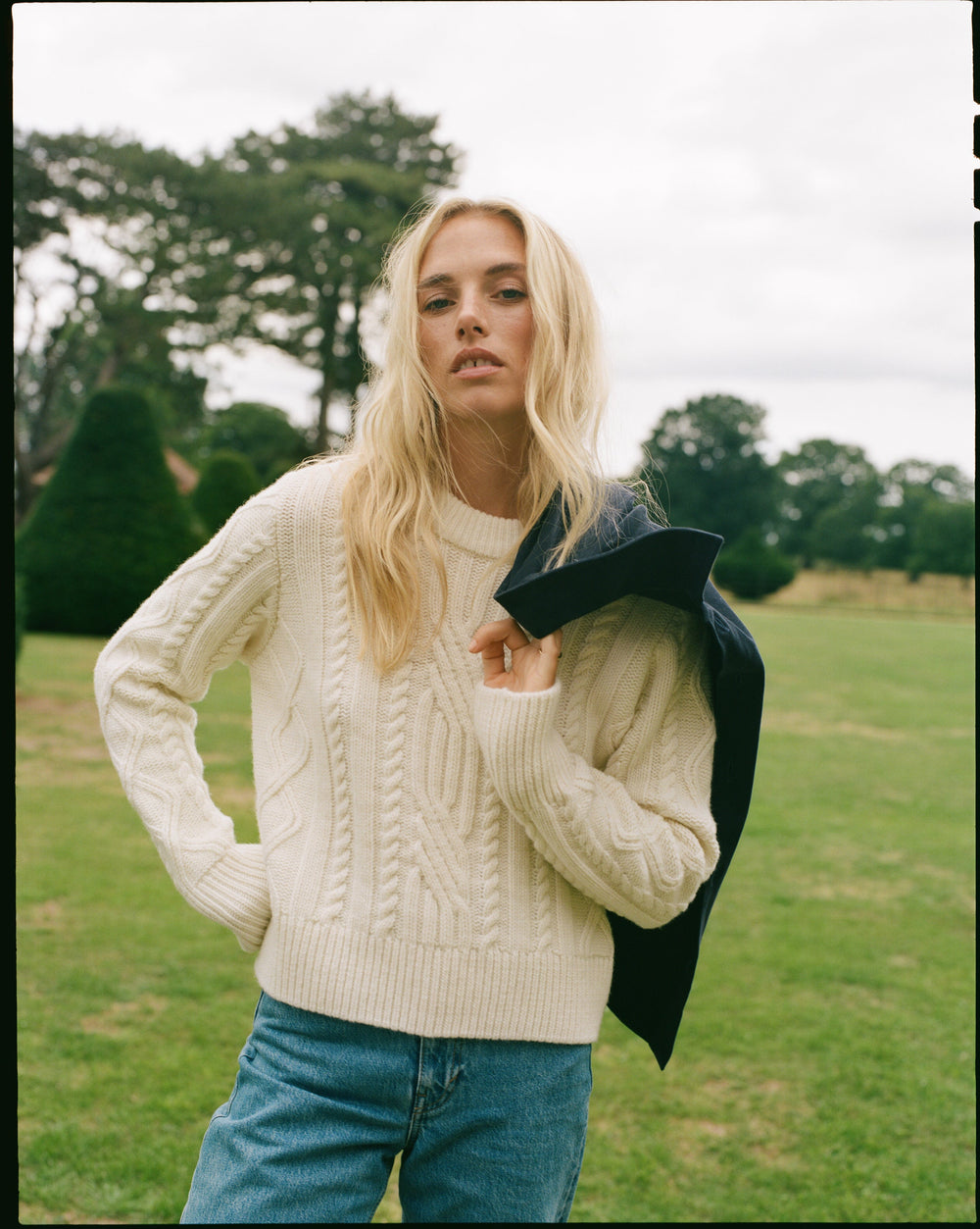 Devon Cable Jumper: Wool, Cream