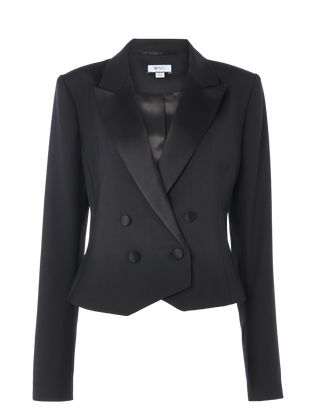Belgravia Cropped Tuxedo: Wool, Black