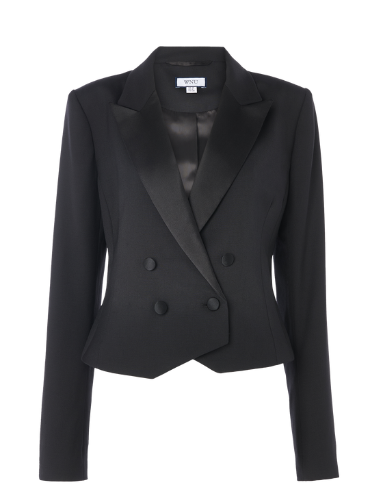 Belgravia Cropped Tuxedo: Wool, Black