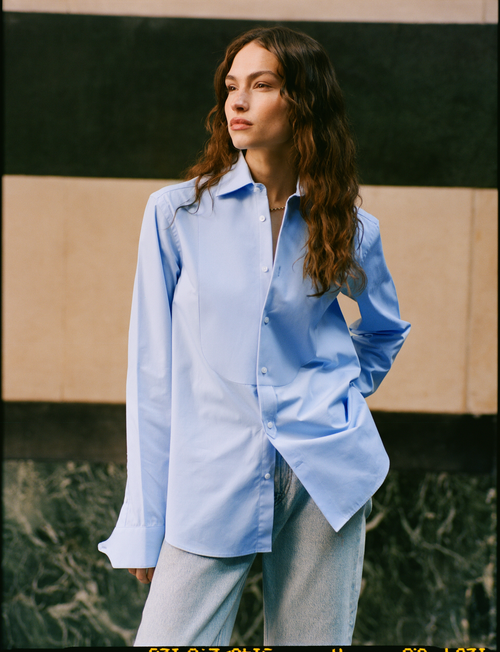 The Dress Shirt Curved Bib: Poplin, Sky Blue