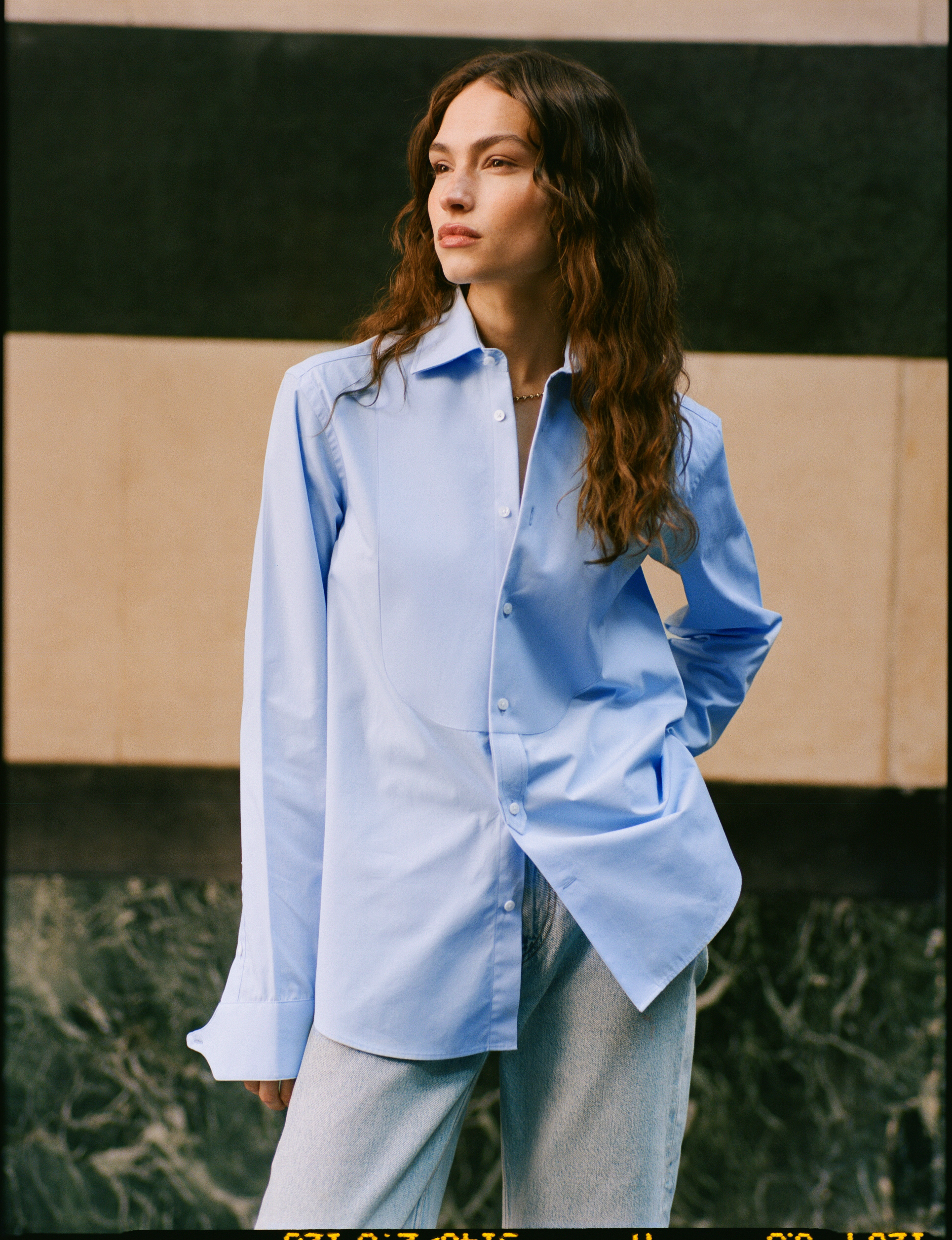 The Dress Shirt Curved Bib: Fine Poplin, Sky Blue