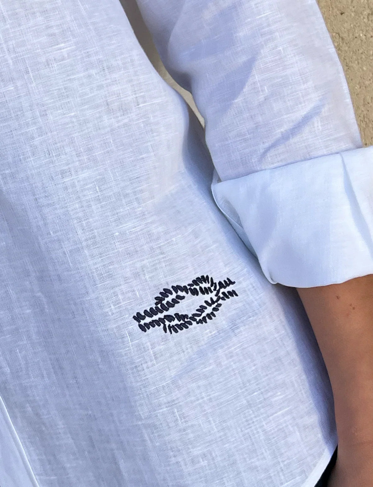 The Boyfriend: Linen, Marine Embroidery