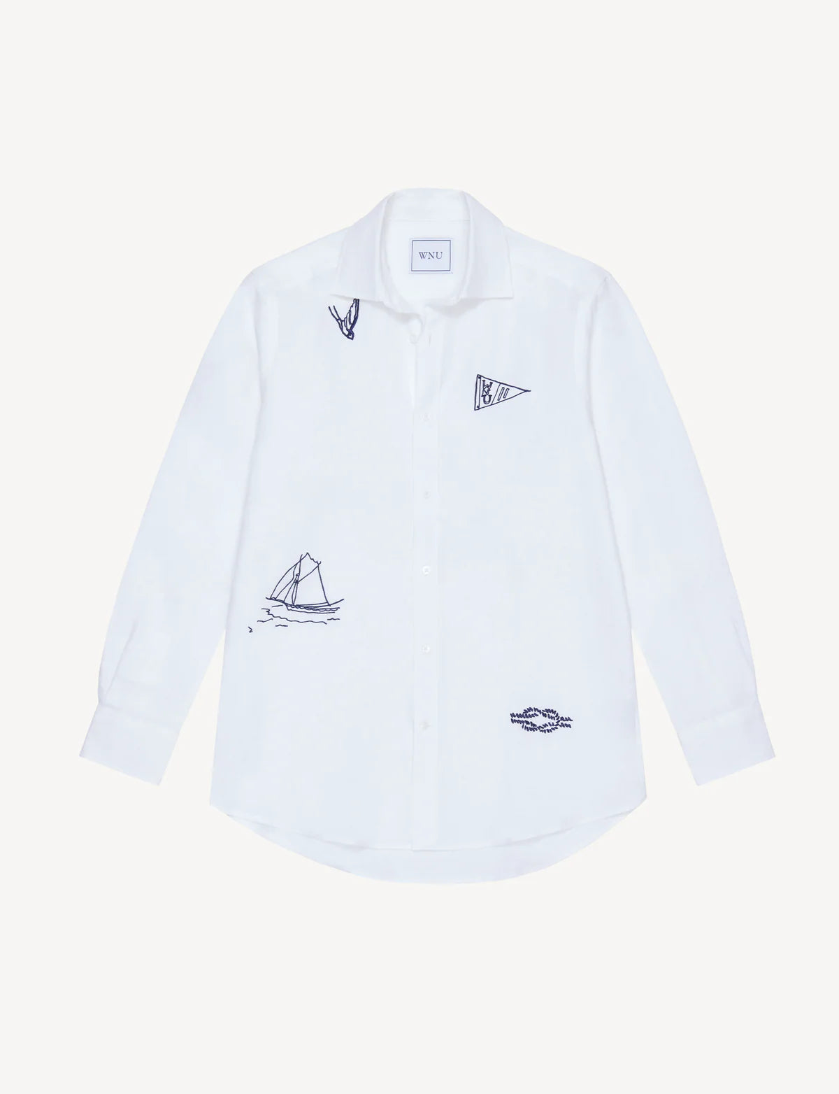 The Boyfriend: Linen, Marine Embroidery